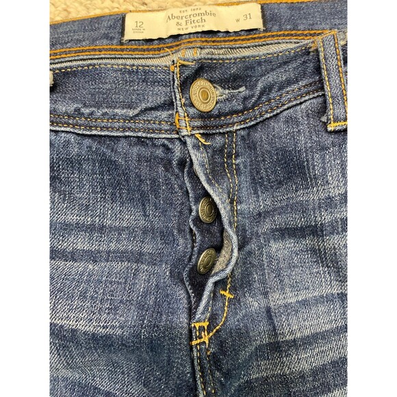 Abercrombie & Fitch Low Rise Button Fly Distressed Crop Straight Leg 12/31 - Picture 6 of 8